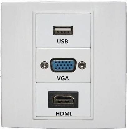 BOXNUBE Multimedia Modular Wall Face Plate with HDMI + VGA + USB Panel Sockets Smart Switch