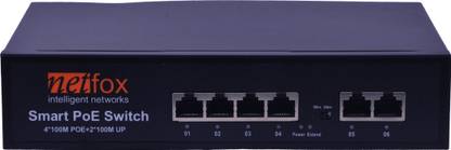 netfox 6 Port POE Switch(4 FE POE + 2 FE Uplink POE)65W 6 Ports 100 Mbps Network Switch