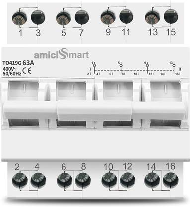 amiciSmart Dual Power Manual Control Transfer Switch, 63A Change Over Switch (3-Phase) Smart Switch