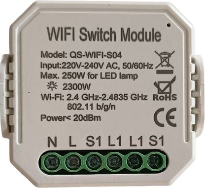 IFITech 10A WiFi Smart Switch DIY Module for Smart Home Automation Solution | No Hub Required | Compatible with , Google Home and IFTTT | Timer Controller (White) Smart Switch