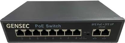 RISINGCOMPUTERS 8 Port PoE Switch Power Over Ethernet + 2 Uplink Port Network Switch, PoE Switch Smart Switch
