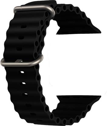 Priavy Ocean Smart Watch Strap Belt for Ultra Watch 49 mm, Series 8 / 7 45 mm, Series 6 / 5 / 4 44 mm, Series 3 42 mm, T800 Ultra, Watch 8 Ultra, i8 Pro Max, W26, T800. Smart Watch Strap(Black) Smart Watch Strap
