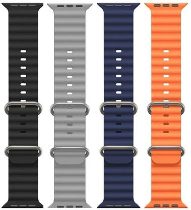 Antoj Smart Watch Strap Belt for Ultra Watch 49 mm, Series 8 / 7 45 mm, Series 6 / 5 / 4 44 mm, Series 3 42 mm, T800 Ultra, Watch 8 Ultra, i8 Pro Max, W26, T800 Ocean (grey, blue, orange, black ) Smart Watch Strap