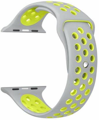 TINGTONG Soft Silicone Sport 42mm/44mm Grey and Volt Air Hole Smart Watch Strap