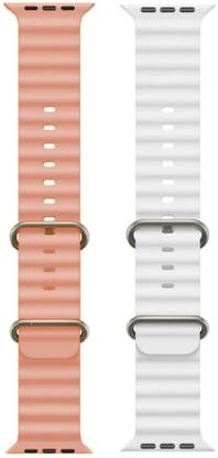 Priavy Silicone Smart Watch Strap Compatible with T800 & T900 ultra, Watch 8 & Watch 9 ultra, T10, I8 & I7 pro max, S8 ultra watch( Pink & White) Smart Watch Strap