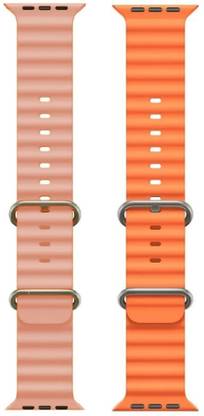 Antoj Smart Watch strap for T800, T900, T10, I8 pro,I7 pro, S8 ultra, watch 8, Watch 9 of size 49mm 45mm 44mm 42mm(Pink, orange) Smart Watch Strap