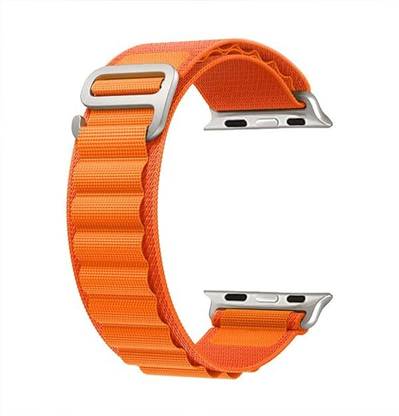 ABSOLUTE LIFESTYLE Alpine Loop Nylon Bands/Straps Compatible with Watch 49mm 45mm 44mm 42mm Men & Women, Adjustable Strap with Metal G-Hook Premium orange Strap for iWatch Ultra Series SE 8 7 6 5 4 3 2 1 (Only Alpine Loop Strap, Watch NOT Included) Smart Watch Strap
