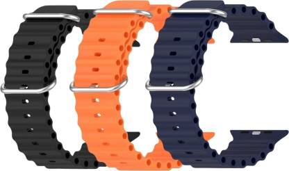 FORTUNATE Silicone Ocean Adjustable Metal-Hook Premium Watch Strap for Apple Watch Series 8 7 6 5 4 3 2 1 SE, T800, HW12, HW13, HW16, K16, K17, A2, i7 PRO MAX, i8 PRO MAX, Watch Ultra, Series 7 Smart Watch Strap