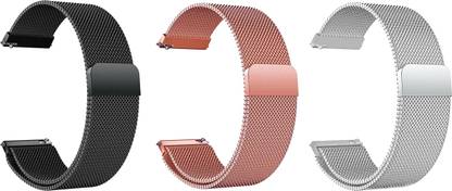 ACM Pack of 3 Watch Strap Magnetic for Portronics Kronos X2 (Black/Rose Gold/Silver) Smart Watch Strap
