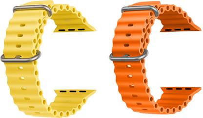 Priavy Ocean Smart Watch Strap Belt for Ultra Watch 49 mm, Series 8 / 7 45 mm, Series 6 / 5 / 4 44 mm, Series 3 42 mm, T800 Ultra, Watch 8 Ultra, i8 Pro Max, W26, T800. Smart Watch Strap(Yellow, Orange ) Smart Watch Strap