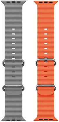 Flipkart SmartBuy Ocean Smart Watch Strap Belt for Ultra Watch 49 mm, Series 8 / 7 45 mm, Series 6 / 5 / 4 44 mm, Series 3 / 2 / 1 42 mm, T800 Ultra, Watch 8 Ultra, i8 Pro Max, W26, T800. Smart Watch Strap(Grey,Orange) Smart Watch Strap