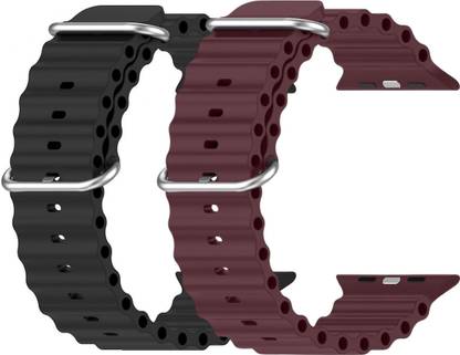 Geo SPORTS Silicone Ocean Adjustable Metal-Hook Premium Black and Purple straps Smart Watch Strap