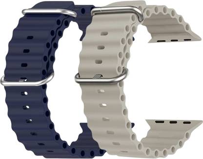 Geo SPORTS Silicone Ocean Adjustable Metal-Hook Premium navy blue and grey straps Smart Watch Strap