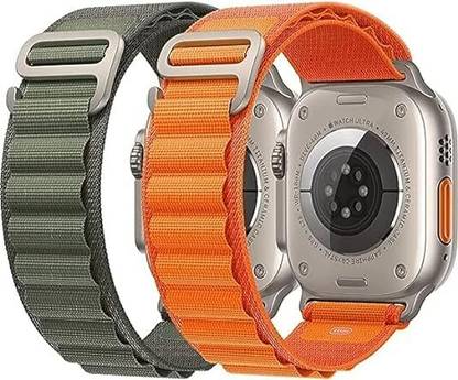 DIDRISHA Nylon Alpine Loop Band Compatible With Apple iWatch Band 49|45|44|42mm 45 mm Fabric Rugged Sports Straps Pack of 2 Smart Watch Strap