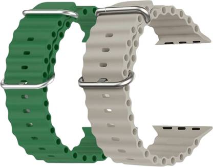 Geo SPORTS Silicone Ocean Adjustable Metal-Hook Premium green and grey straps Smart Watch Strap