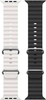 BLACK LOVIES Watch Strap Compatible with Apple Watch Straps 42mm 44mm, Soft Silicone Belt Sport Wristbands Smart Watch Band for iWatch Series SE 6/5/4/3/2/1 (PACK OF 2) Smart Watch Strap (BLACK- WHITE) Smart Watch Strap