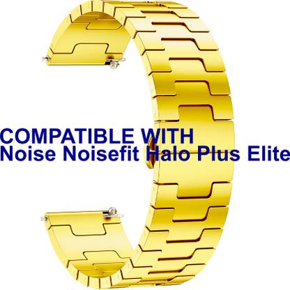 ACM WSM37Y22GL3308 Watch Strap Metal Steel 22mm for |Noise Noisefit Halo Plus Elite Edition Smartwatch Gold M37 Smart Watch Strap
