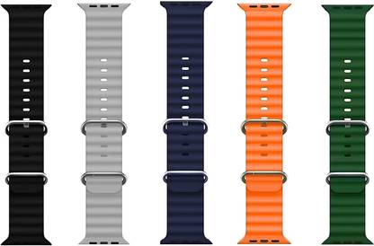 PREMBROTHERS Silicone Ocean Band Strap 49mm 45mm 44mm 42mm, Compatible with Apple Watch Ultra Adjustable Breathable Sport Loop for iWatch Ultra 2, Ultra Series 9 8 7 6 5 4 SE/SE2 3 2 1 (Watch Not Included) Smart Watch Strap
