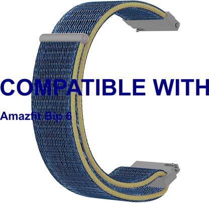 ACM WSM3V22BL3877 Watch Strap Nylon Loop Belt 22mm for Amazfit Bip 6 Smartwatch Blue Smart Watch Strap