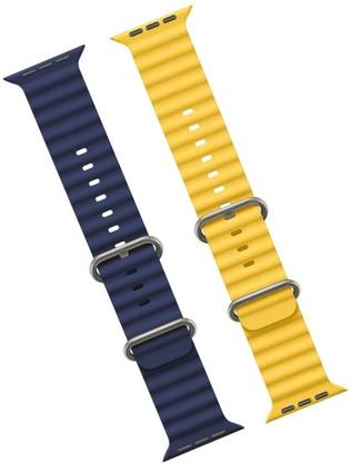 Priavy Silicone Smart Watch Strap Compatible with T800 & T900 ultra, Watch 8 & Watch 9 ultra, T10, I8 & I7 pro max, S8 ultra watch( Blue & yellow) Smart Watch Strap