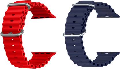 Priavy Ocean Smart Watch Strap Belt for Ultra Watch 49 mm, Series 8 / 7 45 mm, Series 6 / 5 / 4 44 mm, Series 3 42 mm, T800 Ultra, Watch 8 Ultra, i8 Pro Max, W26, T800. Smart Watch Strap(Red, Blue) Smart Watch Strap