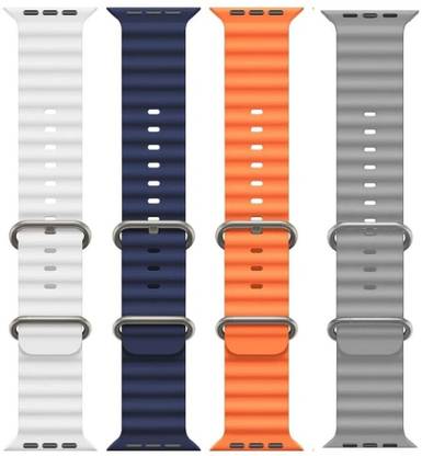 Antoj Smart Watch Strap Belt for Ultra Watch 49 mm, Series 8 / 7 45 mm, Series 6 / 5 / 4 44 mm, Series 3 42 mm, T800 Ultra, Watch 8 Ultra, i8 Pro Max, W26, T800 Ocean (white, blue, orange, grey ) Smart Watch Strap