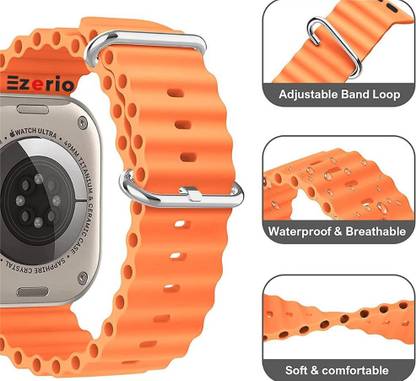 KRISHNAKIRTA Apple Watch Band Ultra 49mm 45mm 44mm 42mm Smart Watch Strap (Orange) Smart Watch Strap
