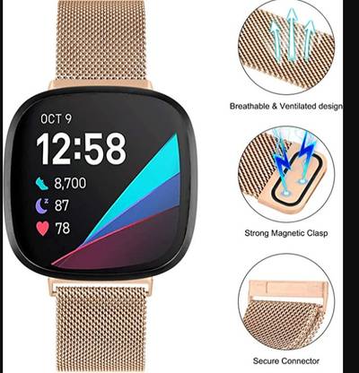 Swapit Fitbit Versa 3 /4 Sense 2 Steel Magnetic Adjustable Wristband Women and Men Smart Watch Strap