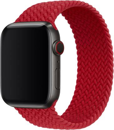 DailyObjects Red Lightweight Braided Solo Loop Watchband/Straps Compatible With Watch 42mm/44 mm/45 mm/49 mm | Sporty Adjustable Strap with Premium Slim Fit Watchband For iWatch Ultra Series SE 8 7 6 5 4 3 2 1 (Watch Not Included) Smart Watch Strap
