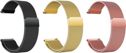 ACM Pack of 3 Strap Magnetic for Noise Colorfit Pulse 2 Max (Black/Gold/Rose Gold) Smart Watch Strap