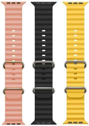 Antoj Smart Watch strap for T800, T900, T10, I8 pro,I7 pro, S8 ultra, watch 8, Watch 9 of size 49mm 45mm 44mm 42mm(Pink, black, yellow ) Smart Watch Strap