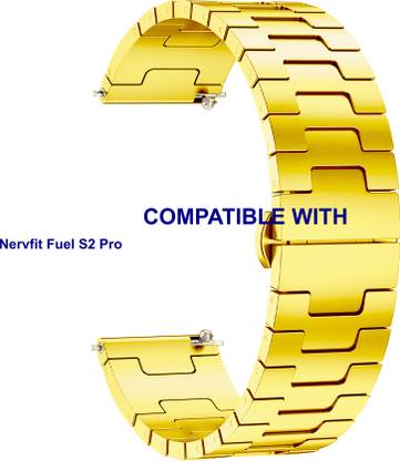 ACM WSM37Y20GL3915 Watch Strap Metal Steel Belt 20mm for |Nervfit Fuel S2 Pro Smartwatch Gold Smart Watch Strap