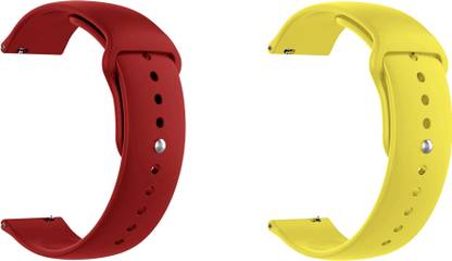 ACM Pack of 2 Watch Strap for Lg The Real Watch W150 Smartwatch (Red/Yellow) Smart Watch Strap