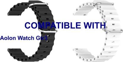 ACM WSM18F22BKWT3859 Pack of 2 Watch Strap Silicone Smart 22mm for Aolon Watch Gtr3 Smartwatch (Black/White) Smart Watch Strap
