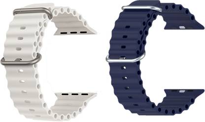 Priavy Ocean Smart Watch Strap Belt for Ultra Watch 49 mm, Series 8 / 7 45 mm, Series 6 / 5 / 4 44 mm, Series 3 42 mm, T800 Ultra, Watch 8 Ultra, i8 Pro Max, W26, T800. Smart Watch Strap( White, blue) Smart Watch Strap