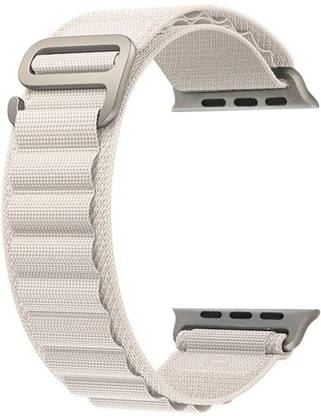 HiWatch Alpine Loop Nylon Bands/Straps Compatible with Watch 49mm 45mm 44mm 42mm Men & Women, Adjustable Strap with Metal G-Hook Premium Strap in white color for iWatch Ultra Series SE 8 7 6 5 4 3 2 1 (Only Alpine Loop Strap for Apple iWatch, Watch NOT Included) Smart Watch Strap