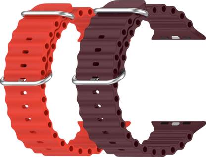 Geo SPORTS Silicone Ocean Adjustable Metal-Hook Premium red and purple straps Smart Watch Strap