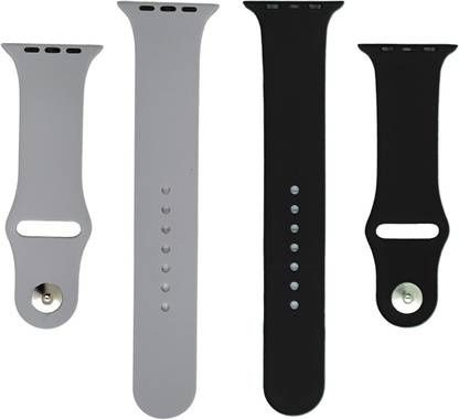 BLACK LOVIES Watch Strap Compatible with Apple Watch Straps 42mm 44mm, Soft Silicone Belt Sport Wristbands Smart Watch Band for iWatch Series SE 6/5/4/3/2/1 (PACK OF 2) Smart Watch Strap (BLACK- GREY) Smart Watch Strap