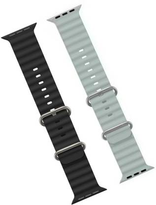 Priavy Black & Grey silicon Smart Watch strap for iWatch Bands Ultra 49mm 45mm 44mm 42mm ocean Smart Watch Strap