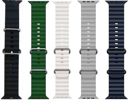SKIVIEI Silicone Ultra Pack of 5 Bands/Straps Compatible with Watch 49mm 45mm 44mm 42mm Men & Women, Adjustable Strap with Metal Buckle Premium Strap for iWatch Ultra Series SE 8 7 6 5 4 3 2 1 (Only Strap for Apple iWatch, Watch NOT Included) Smart Watch Strap Smart Watch Strap