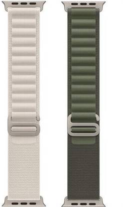 ABSOLUTE LIFESTYLE Alpine Loop Nylon Bands/Straps Compatible with Watch 49mm 45mm 44mm 42mm Men & Women, Adjustable Strap with Metal G-Hook Premium White and Green Strap for iWatch Ultra Series SE 8 7 6 5 4 3 2 1 (Only Alpine Loop Strap, Watch NOT Included) Smart Watch Strap