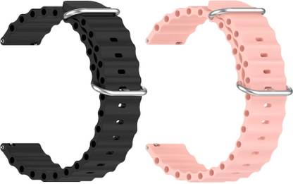AOnes Pack of 2 Ocean Silicone Watch Bands for Fire-Boltt Thunder Smart Watch Strap