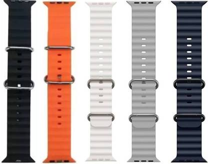 SKIVIEI Silicone Ultra Pack of 5 Bands/Straps Compatible with Watch 49mm 45mm 44mm 42mm Men & Women, Adjustable Strap with Metal Buckle Premium Strap for iWatch Ultra Series SE 8 7 6 5 4 3 2 1 (Only Strap for Apple iWatch, Watch NOT Included) Smart Watch Strap Smart Watch Strap