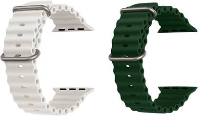 Priavy Ocean Smart Watch Strap Belt for Ultra Watch 49 mm, Series 8 / 7 45 mm, Series 6 / 5 / 4 44 mm, Series 3 42 mm, T800 Ultra, Watch 8 Ultra, i8 Pro Max, W26, T800. Smart Watch Strap(White, Green ) Smart Watch Strap