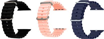 Priavy Ocean Smart Watch Strap Belt for Ultra Watch 49 mm, Series 8 / 7 45 mm, Series 6 / 5 / 4 44 mm, Series 3 42 mm, T800 Ultra, Watch 8 Ultra, i8 Pro Max, W26, T800. Smart Watch Strap(Black, Pink, Blue ) Smart Watch Strap