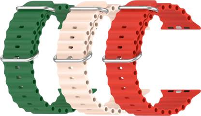 Geo SPORTS Silicone Ocean Adjustable Metal-Hook Premium Green, Pink and Red straps Smart Watch Strap