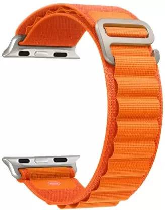 Geo SPORTS Alpine Loop Nylon Bands/Straps Compatible with Watch 49mm 45mm 44mm 42mm Men & Women, Adjustable Strap with Metal G-Hook Premium Strap in orange for iWatch Ultra Series SE 8 7 6 5 4 3 2 1 (Only Alpine Loop Strap for Apple iWatch, Watch NOT Included) Smart Watch Strap