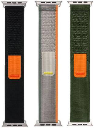 BLACK LOVIES Nylon Trail Loop Smart Watch Strap Belt for Ultra Watch 49 mm, Series 8 / 7 45 mm, Series 6 / 5 / 4 44 mm, Series 3 / 2 / 1 42 mm, T800 Ultra, Watch 8 Ultra, i8 Pro Max, W26, T800 Smart Watch Strap