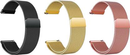ACM Pack of 3 Strap Magnetic for Fossil Sport Ftw4019 43mm (Black/Gold/Rose Gold) Smart Watch Strap