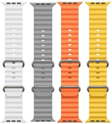 Antoj Smart Watch Strap Belt for Ultra Watch 49 mm, Series 8 / 7 45 mm, Series 6 / 5 / 4 44 mm, Series 3 42 mm, T800 Ultra, Watch 8 Ultra, i8 Pro Max, W26, T800 Ocean (white, grey, orange, Yellow ) Smart Watch Strap